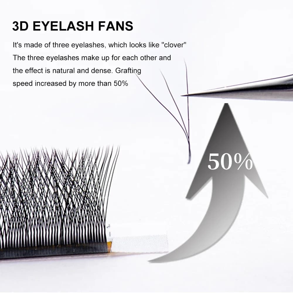 0,07 mm W formos dobilo 3D minko blakstienų extensijos