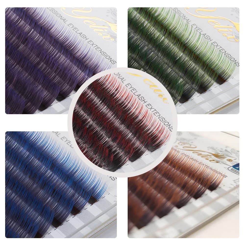 Gradient Blue Purple Brown Individual Lashes