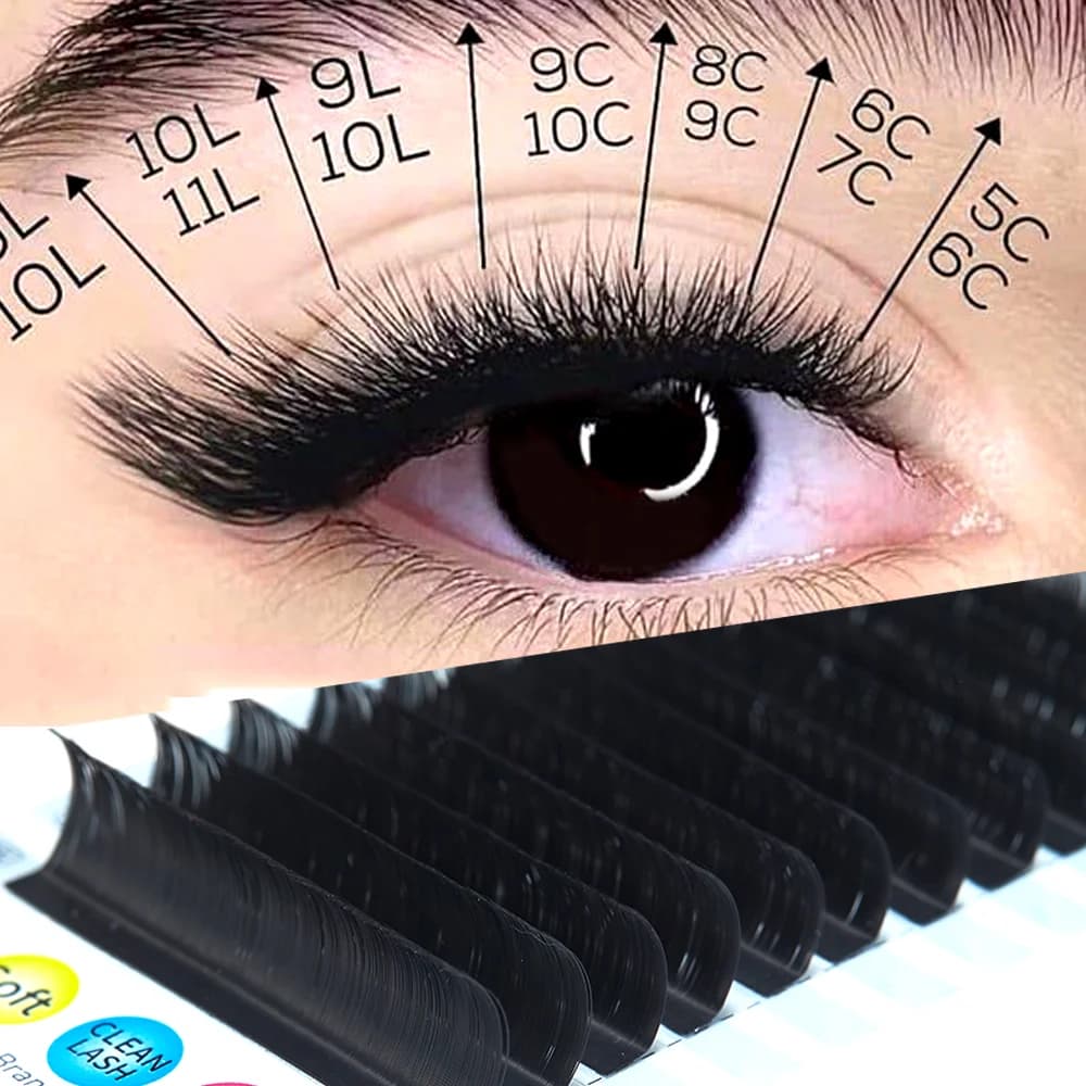 L formos mišraus užlinkimo individualios blakstienų priauginimai, 8-15 mm