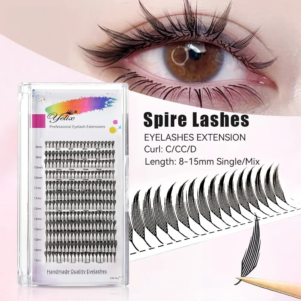 Plunksnos formos Spire atskiros Brazilian Volume blakstienos