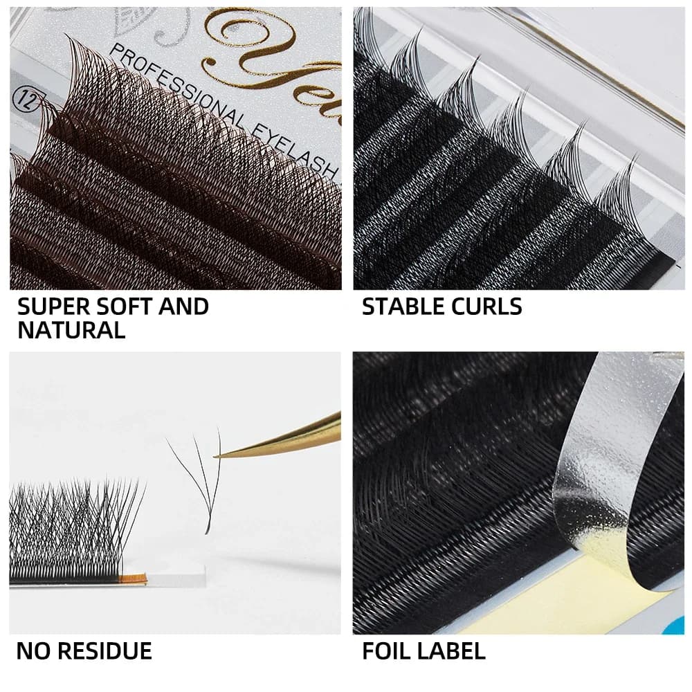 0,07 mm W formos dobilo 3D minko blakstienų extensijos